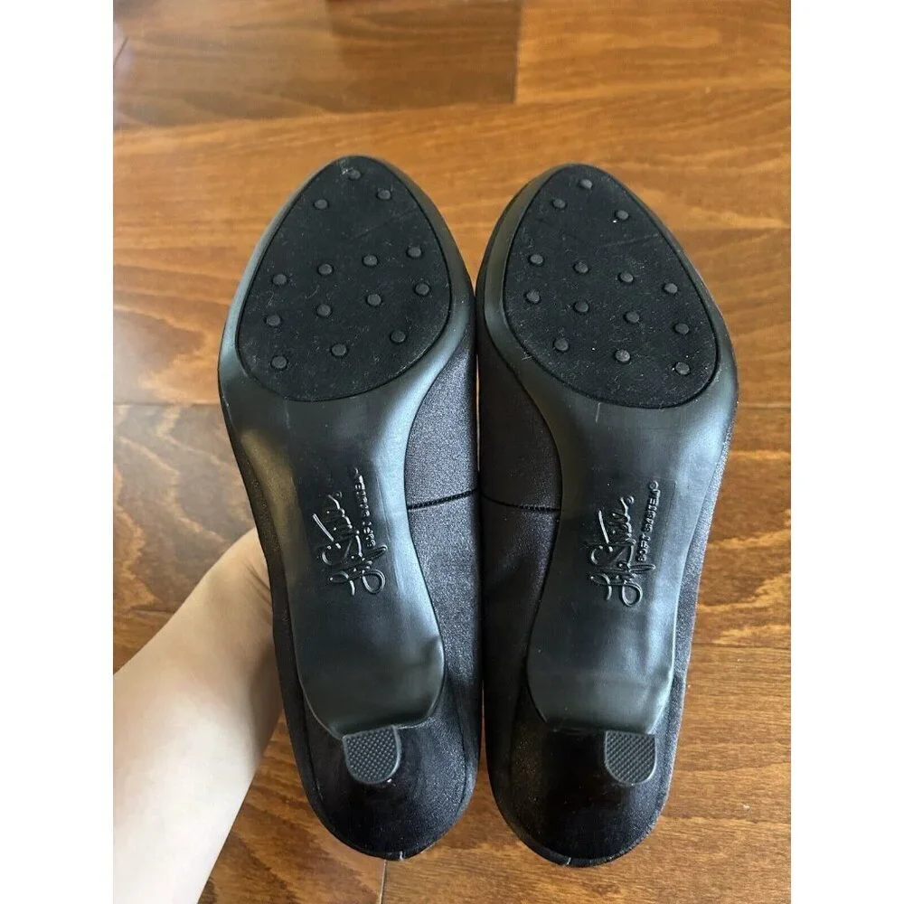 LifeStride Parigi Women's Pumps Black Satin Heels Shoes Size 8.5 M‎ NEW